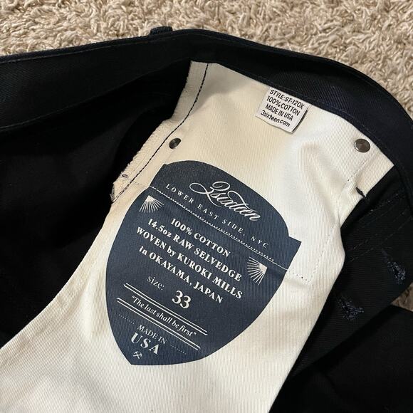 3Sixteen ST-120x Shadow Japanese 14.5oz Raw Selvedge Button Fly Jeans 33x29 - Picture 4 of 7